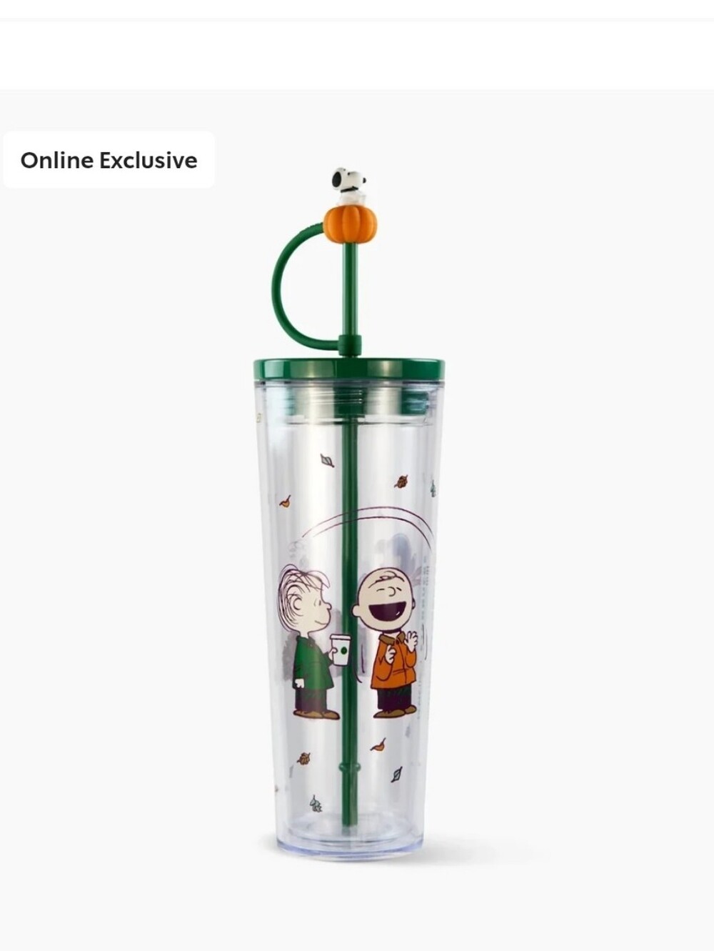 Peanuts Starbucks Snoopy Cold Cup Tumbler Snoopy Pumpkin Straw Topper Starbucks